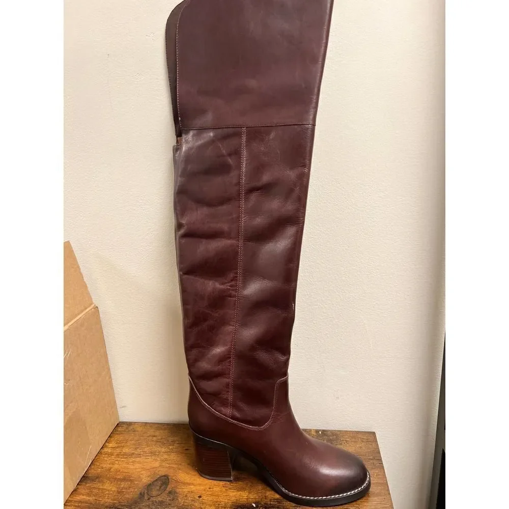 J.CREW Leather Over-the-Knee Burgundy Boots Size 6.5